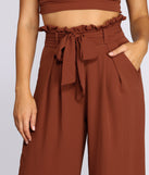 Ruffle Trim High-Waist Pants
