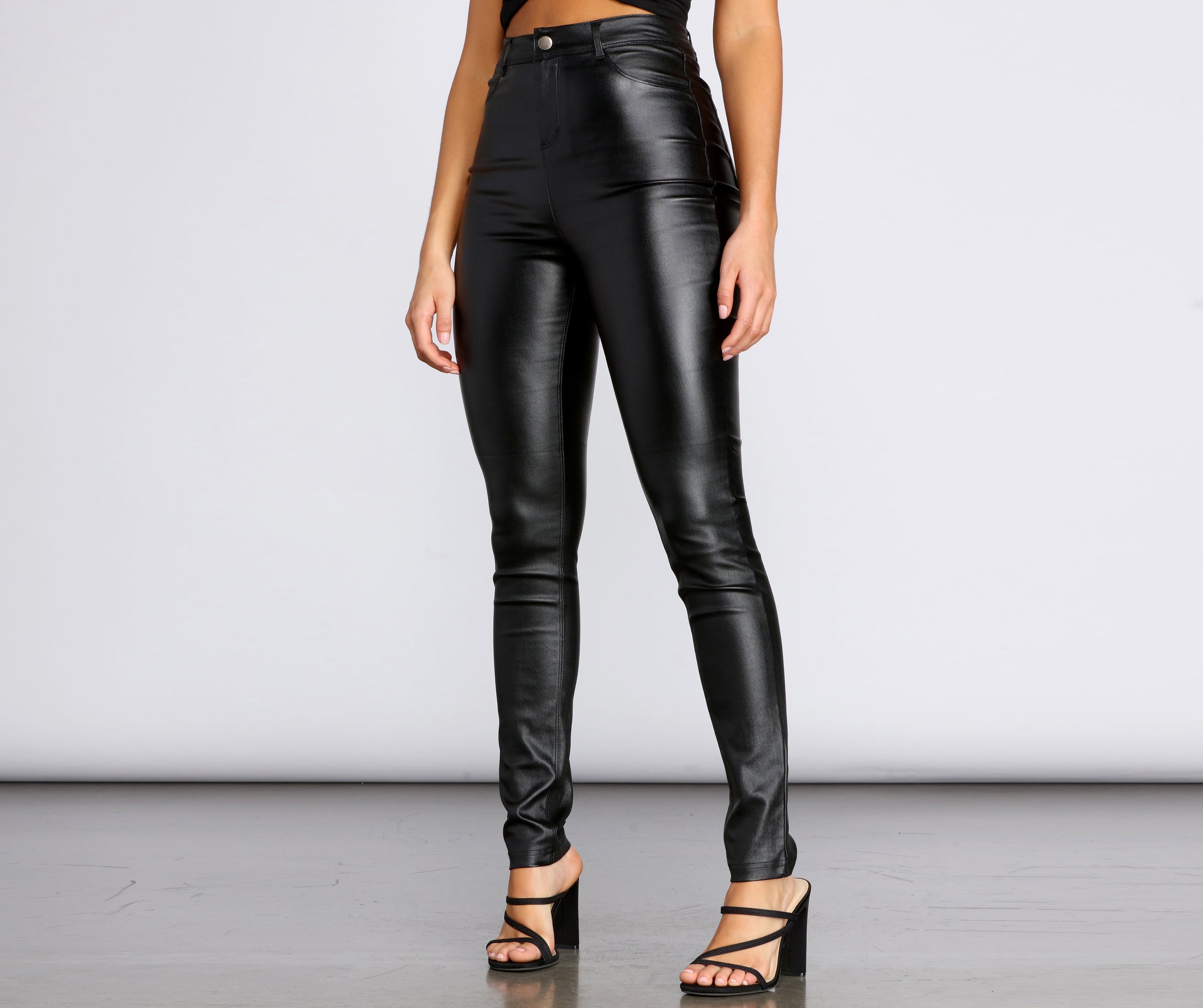 High Waist Faux Leather Skinny Pants | Windsor