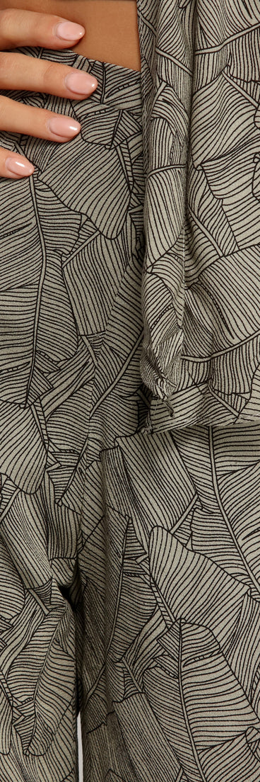 Leafy Greens Printed Slit Pants