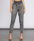 You’ll look stunning in the Paper Bag Waist Glitter Joggers when paired with its matching separate to create a glam clothing set perfect for a New Year’s Eve Party Outfit or Holiday Outfit for any event!