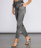 Paper Bag Waist Glitter Joggers for 2022 festival outfits, festival dress, outfits for raves, concert outfits, and/or club outfits