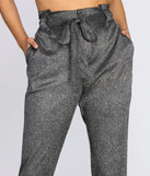 Paper Bag Waist Glitter Joggers for 2022 festival outfits, festival dress, outfits for raves, concert outfits, and/or club outfits