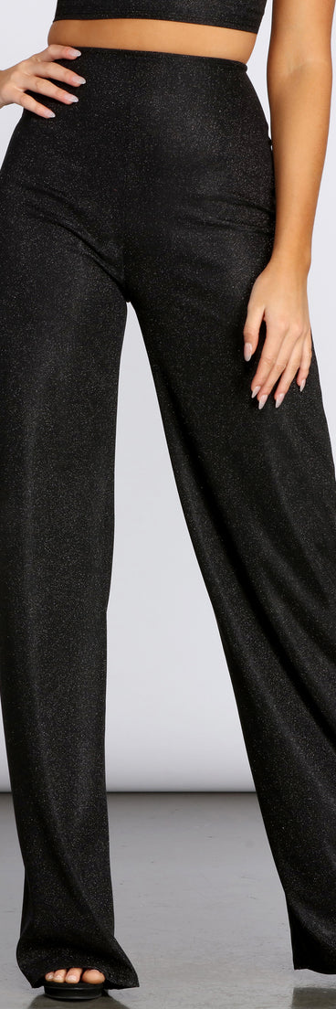 You’ll look stunning in the Glitter Glow Up Wide Leg Pants when paired with its matching separate to create a glam clothing set perfect for a New Year’s Eve Party Outfit or Holiday Outfit for any event!