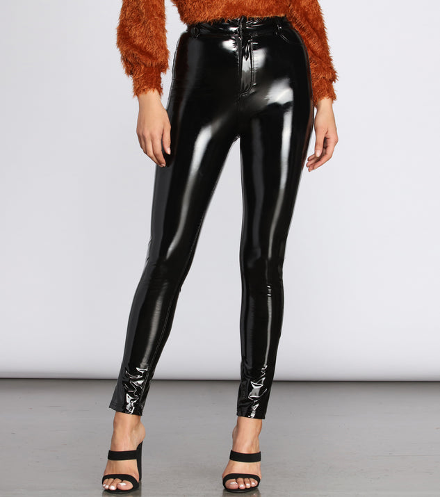High Waist Patent PU Skinny Pants