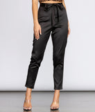 Tie Waist Satin Tapered Pants