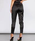 Tie Waist Satin Tapered Pants