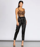 Tie Waist Satin Tapered Pants