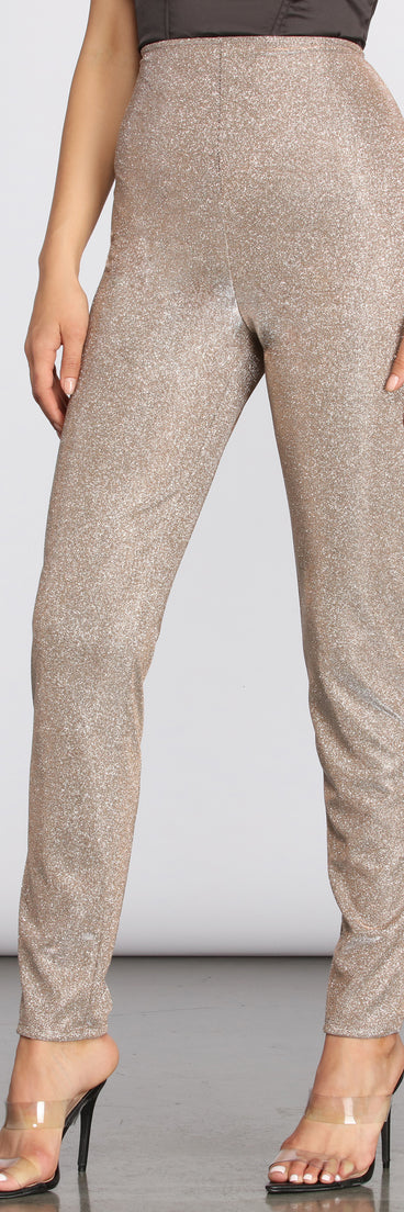 High Waist Glitter Skinny Pants