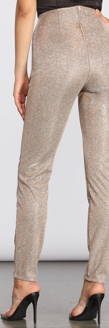 High Waist Glitter Skinny Pants
