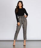 Plaid Paper Bag Tapered Pants