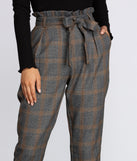 Plaid Paper Bag Tapered Pants