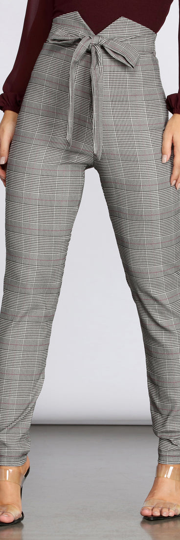 Glen Check Skinny Woven Pants