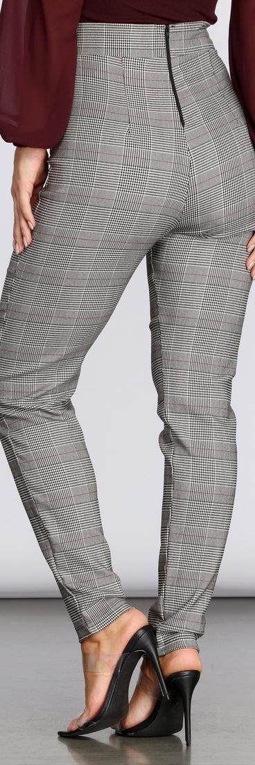 Glen Check Skinny Woven Pants