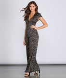 Stylishly Spotted Wide Leg Jumpsuit will help you dress the part in stylish holiday party attire, an outfit for a New Year’s Eve party, & dressy or cocktail attire for any event.