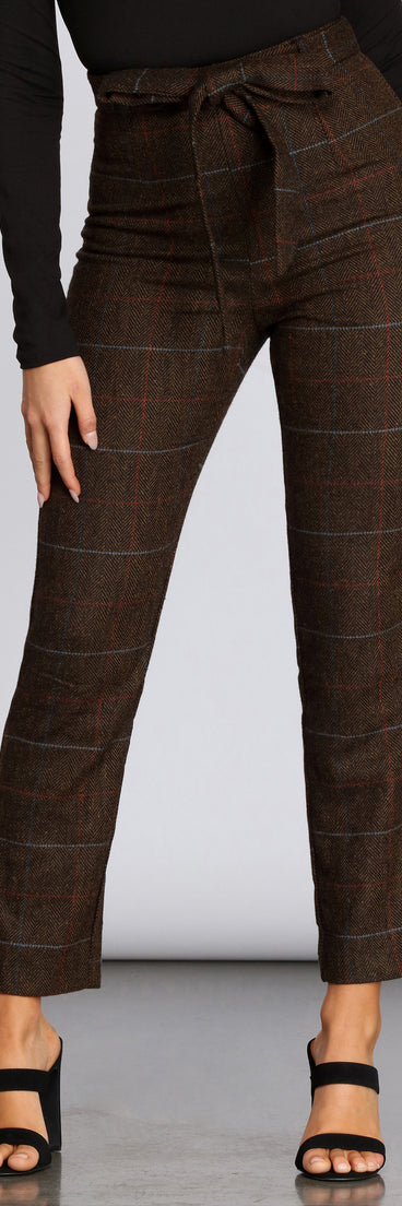 Plaid Perfection Tie Waist Pants
