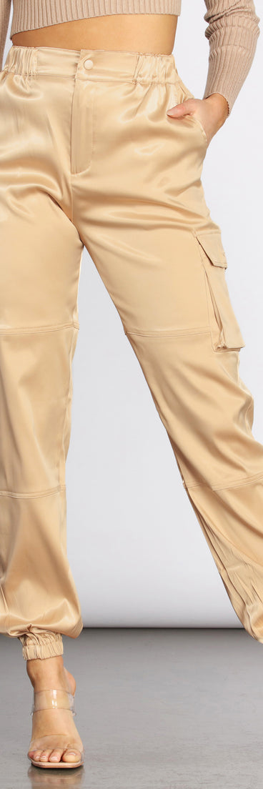 Satin Cargo Style Joggers for 2022 festival outfits, festival dress, outfits for raves, concert outfits, and/or club outfits