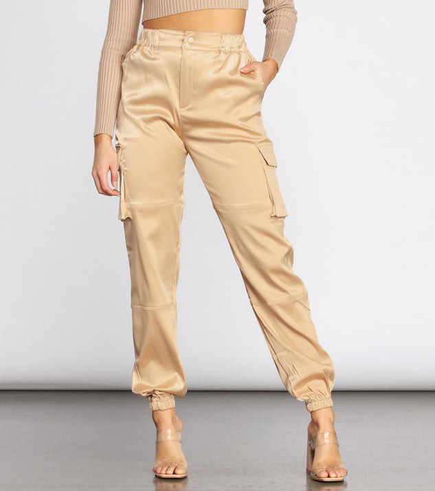 Satin Cargo Style Joggers for 2022 festival outfits, festival dress, outfits for raves, concert outfits, and/or club outfits