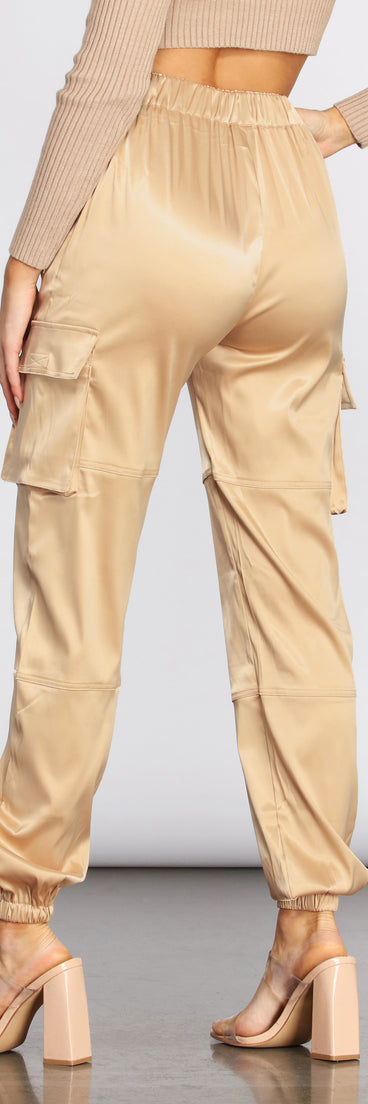 Satin Cargo Style Joggers for 2022 festival outfits, festival dress, outfits for raves, concert outfits, and/or club outfits