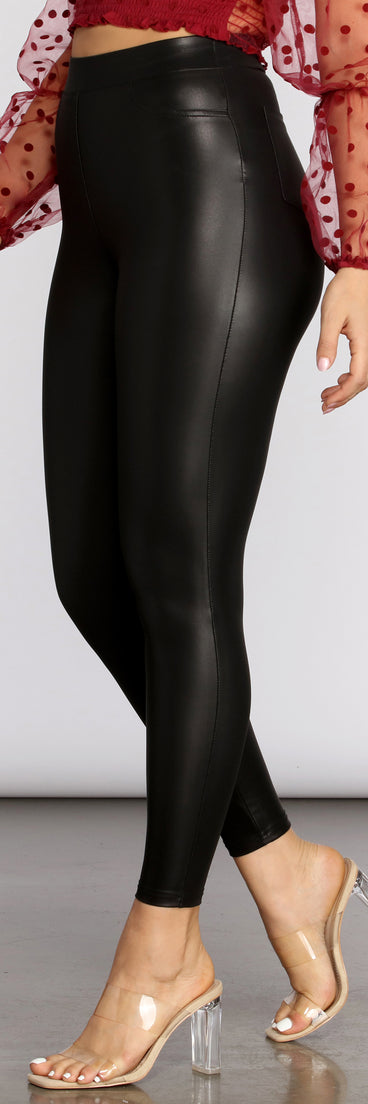 Stretch Faux Leather Leggings provides a stylish start to creating your best summer outfits of the season with on-trend details for 2023!