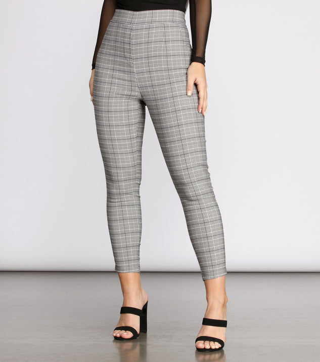 Pull Up In Plaid Mid Rise Skinny Trousers Windsor
