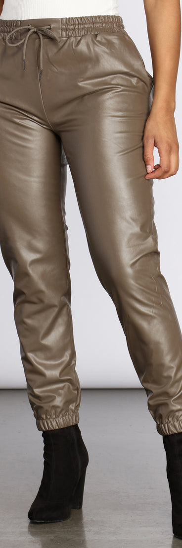 Sleek And Sporty Faux Leather Joggers provides a stylish start to creating your best summer outfits of the season with on-trend details for 2023!