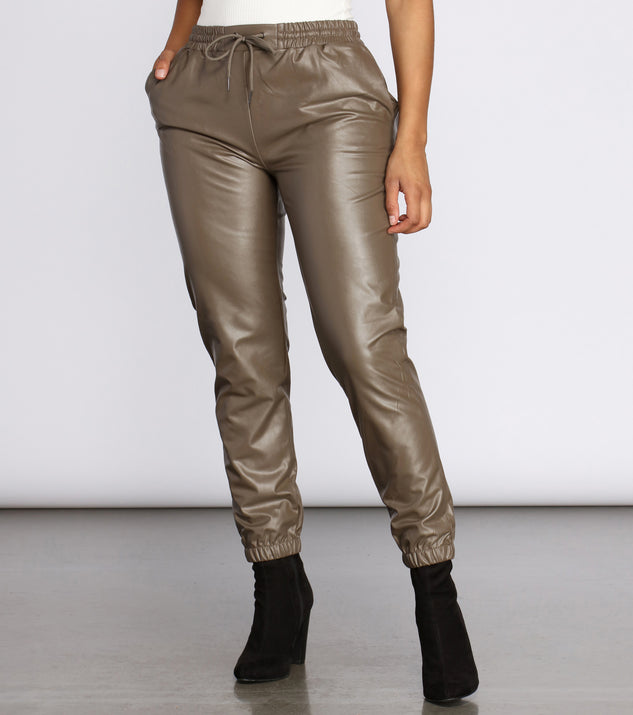 Sleek And Sporty Faux Leather Joggers provides a stylish start to creating your best summer outfits of the season with on-trend details for 2023!