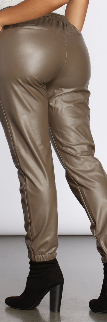 Sleek And Sporty Faux Leather Joggers provides a stylish start to creating your best summer outfits of the season with on-trend details for 2023!