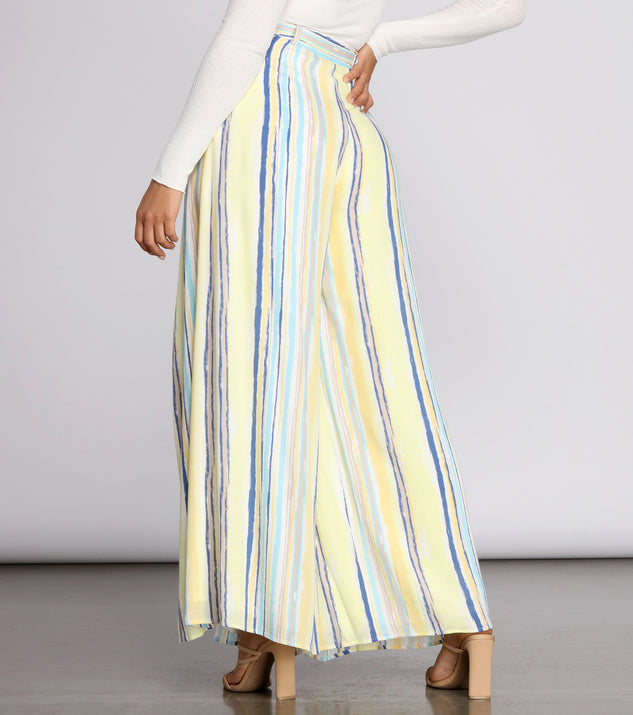 Front Slit Striped Wide Leg Pants | Windsor