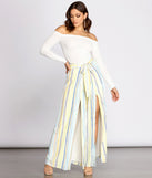 Front Slit Striped Wide Leg Pants provides a stylish start to creating your best summer outfits of the season with on-trend details for 2023!
