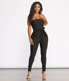 Sleeveless Twill Tie Waist Catsuit will help you dress the part in stylish holiday party attire, an outfit for a New Year’s Eve party, & dressy or cocktail attire for any event.