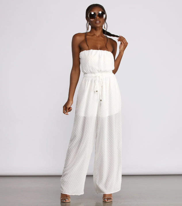 Sleeveless Dotted Wide Leg Jumpsuit provides a stylish start to creating your best summer outfits of the season with on-trend details for 2023!