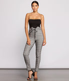 High Waist Tie Front Plaid Skinny Pants provides a stylish start to creating your best summer outfits of the season with on-trend details for 2023!