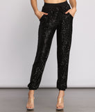 Sequin Stunner High Waist Joggers provides a stylish start to creating your best summer outfits of the season with on-trend details for 2023!