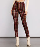 High Waist Plaid Cargo Skinny Pants for 2023 festival outfits, festival dress, outfits for raves, concert outfits, and/or club outfits