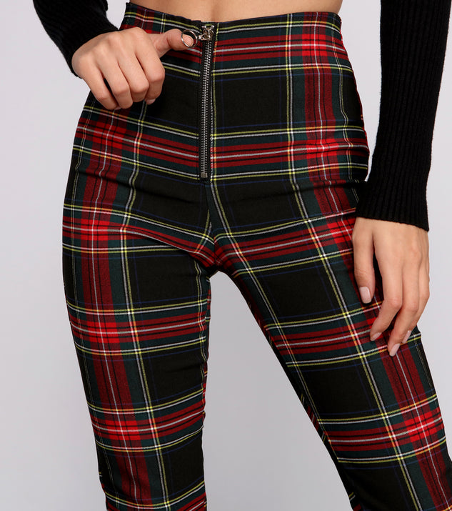 Plaid zipper pants online