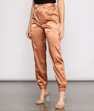Level Up Sophisticated Satin Joggers for 2023 festival outfits, festival dress, outfits for raves, concert outfits, and/or club outfits