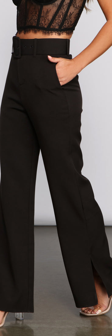 Chic Belted Dressy Wide-Leg Pants for 2023 festival outfits, festival dress, outfits for raves, concert outfits, and/or club outfits