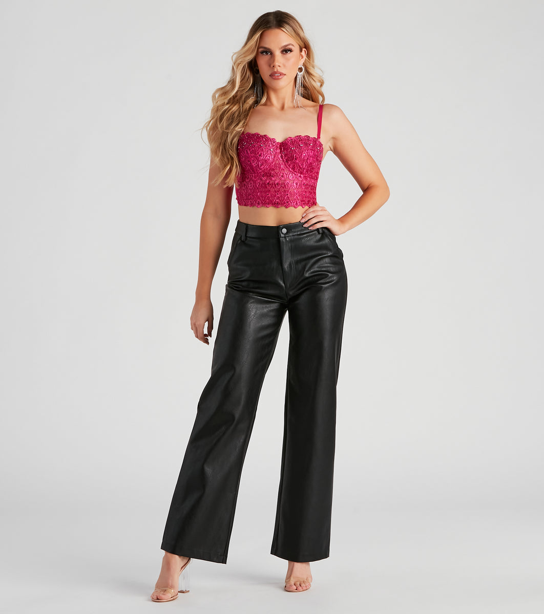 Straight Leg High Waisted Real Leather Pants