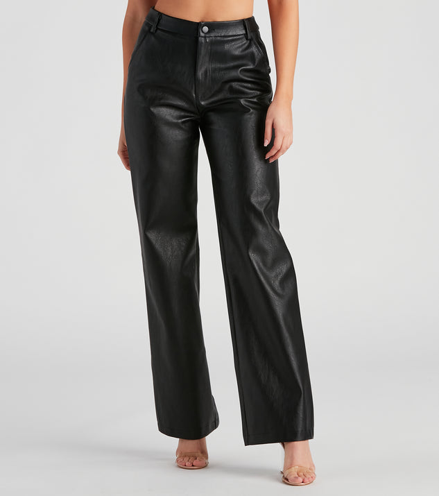 Sleek Faux Leather Straight-Leg Pants & Windsor