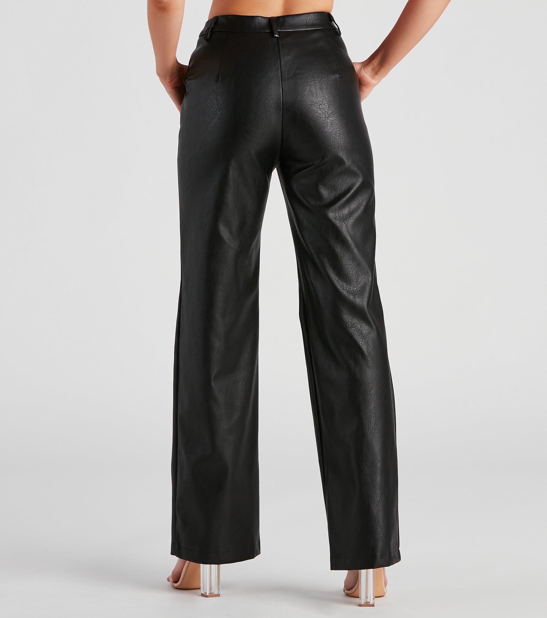 Sleek Faux Leather Straight-Leg Pants & Windsor