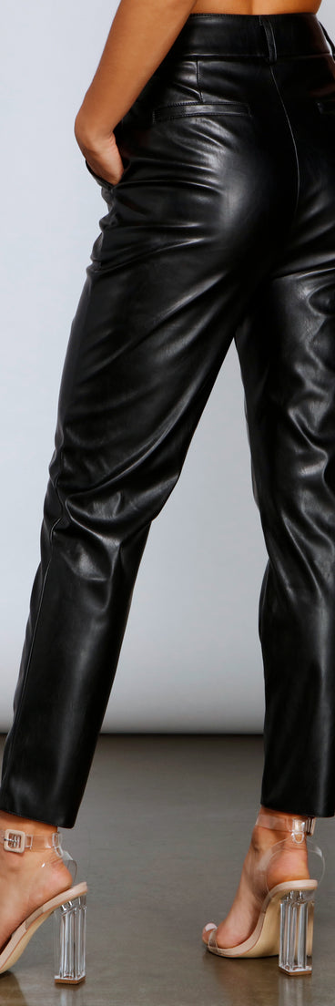 faux leather cigarette pants Classic Chic High Waist Faux Leather Pants faux leather cigarette pants Classic Chic High Waist Faux Leather Pants