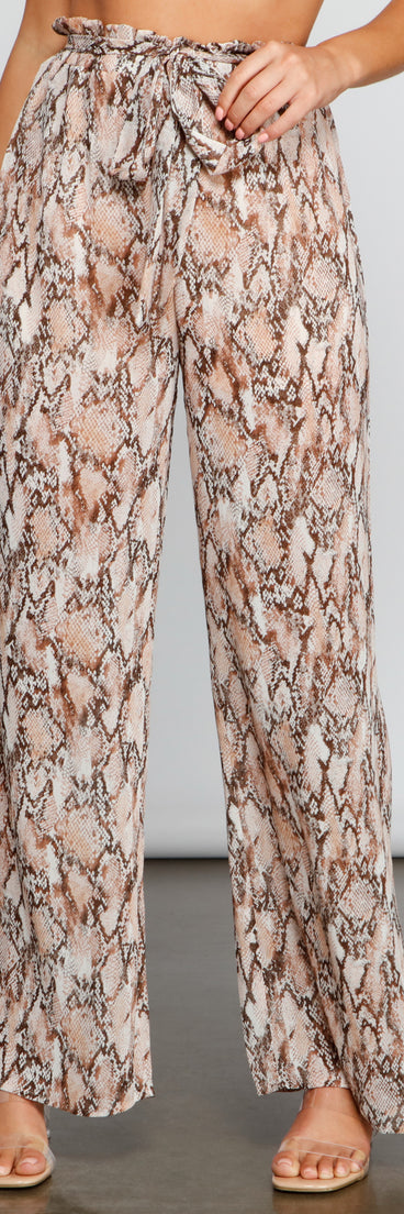 Fierce Fashionista Snake Wide Leg Pants for 2023 festival outfits, festival dress, outfits for raves, concert outfits, and/or club outfits