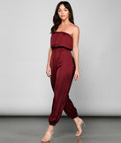 Sleek Strapless Satin Jumpsuit provides a stylish start to creating your best summer outfits of the season with on-trend details for 2023!