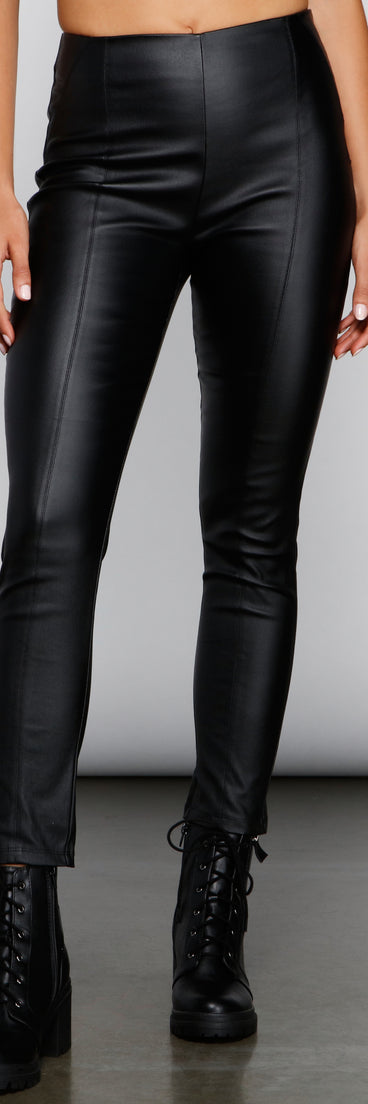 Edgy Appeal Faux Leather Coated Skinny Pants provides a stylish start to creating your best summer outfits of the season with on-trend details for 2023!