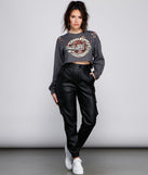 High Waist Faux Leather Cargo Pants provides a stylish start to creating your best summer outfits of the season with on-trend details for 2023!
