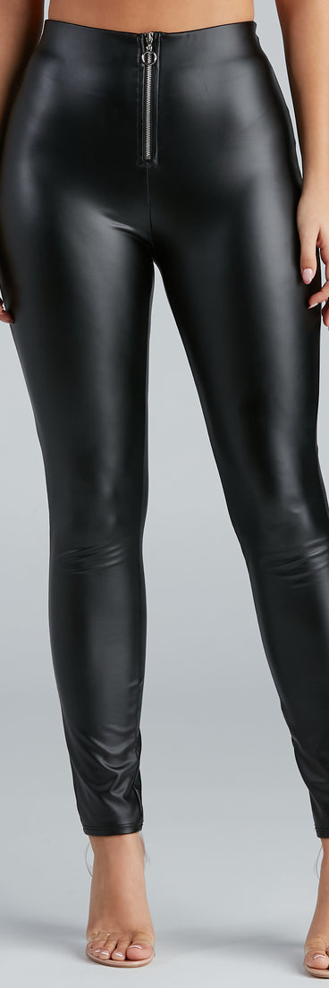 Steal The Scene High Waist Faux Leather Leggings helps create the best bachelorette party outfit or the bride's sultry bachelorette dress for a look that slays!