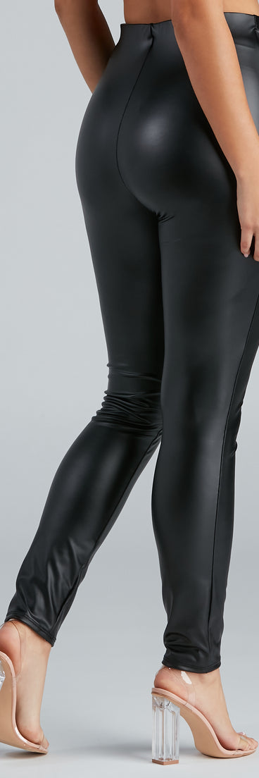 Steal The Scene High Waist Faux Leather Leggings provides a stylish start to creating your best summer outfits of the season with on-trend details for 2023!