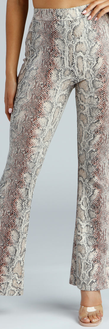 Bring The Flair Snake Print Pants elevates your outfits for holiday events, Christmas attire, formal events, or holiday party dresses to look picture-perfect at any event this season!