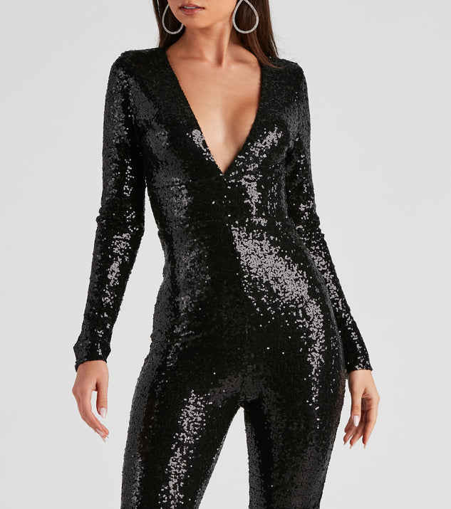 Perfect Shimmer Sequin V Neck Jumpsuit Windsor