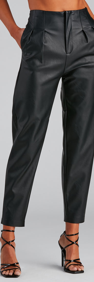 Chic Pleated Faux Leather Trousers provides a stylish start to creating your best summer outfits of the season with on-trend details for 2023!